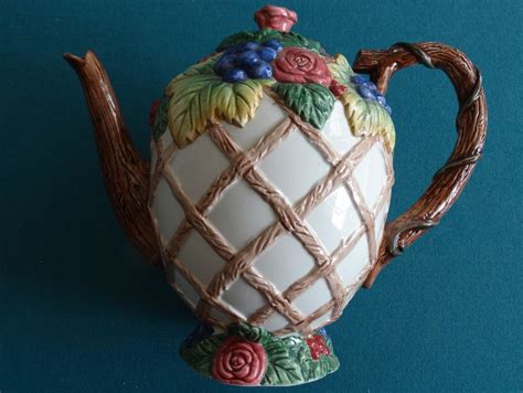 Fitz and Floyd Teapot Tea Pot Roses & Grape Vine 55oz 1994 - Etsy