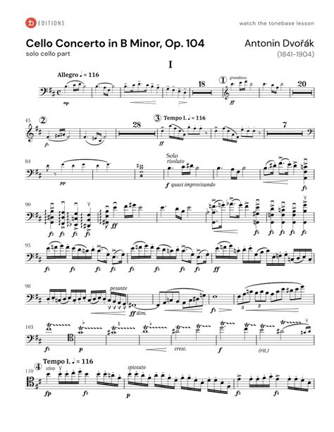 Antonín Dvořák - Cello Concerto in B Minor, Op. 104 | Free Cello Sheet Music