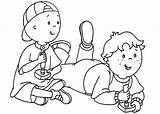 Caillou And Leo Play Video Games Coloring Page  Sun sketch template