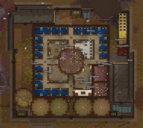 Squared base for 22 people ⋆ RimWorld Base | Ancient cities, Rim, Dwarf fortress