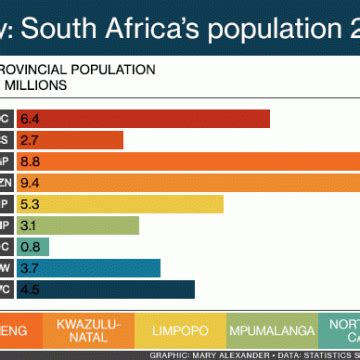 Map of population density in South Africa's nine provinces - South ...