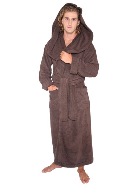 Arus - Men's Luxury Medieval Monk Robe Style Full Length Hooded Turkish Terry Cloth Bathrobe ...