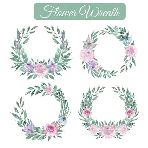 Free Vector | Watercolor floral wreath set