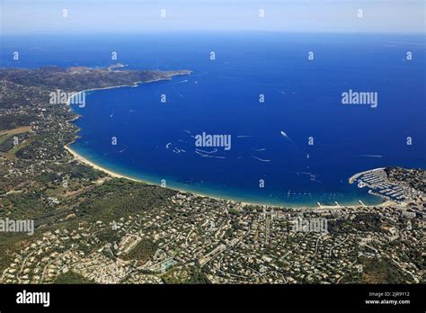 Cavalaire-sur-Mer (south-eastern France): aerial view of the seaside resort, its marina and the ...