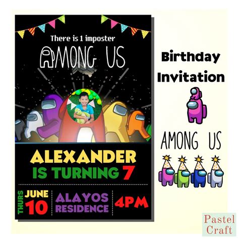 Among Us Birthday Invitation with Customized Sticker Seal 4R / 3R Size | Shopee Philippines