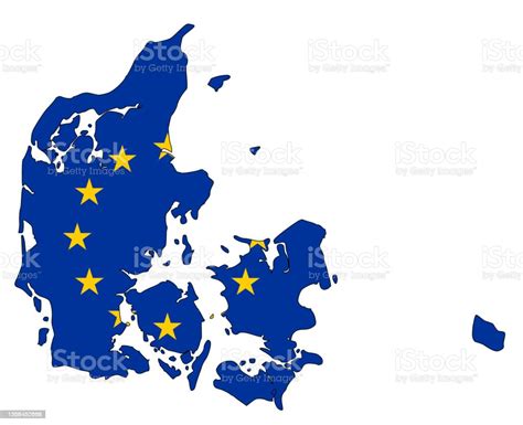 Map Of Denmark With Eu Flag Stock Illustration - Download Image Now - Blue, Cartography ...