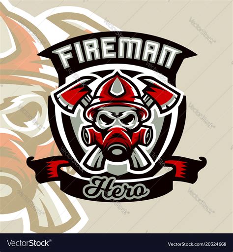 Colorful logo emblem sticker fireman Royalty Free Vector