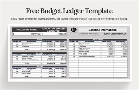 Ledger Excel Template