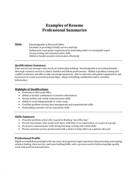 Examples Of Resume Profile Section