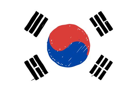 South Korea National Country Flag Pencil Color Sketch Illustration with ...