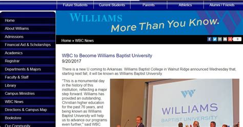 College History Garden: Williams Baptist University: New Name for Williams Baptist College