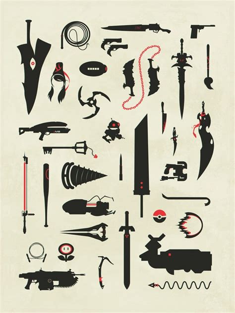 Video Game Weapons Gaming Swords Guns Collage Print Poster - Etsy