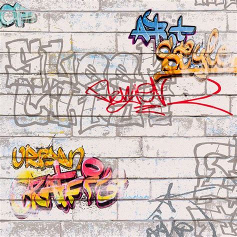 White Brick Graffiti Wallpaper AS Creation 93561-1