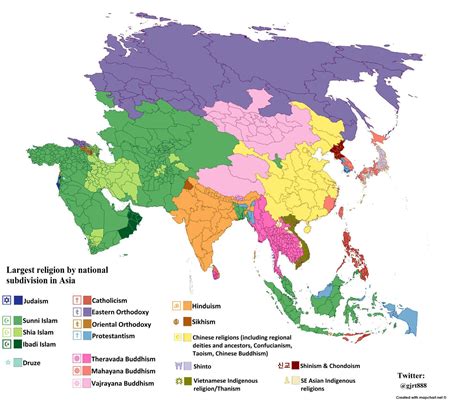 Religion In Asia Map - Almeda Malissia