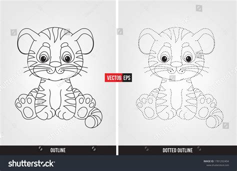 Tiger Illustration Color Trace Tracing Worksheet Stock Vector (Royalty Free) 1781292404 ...