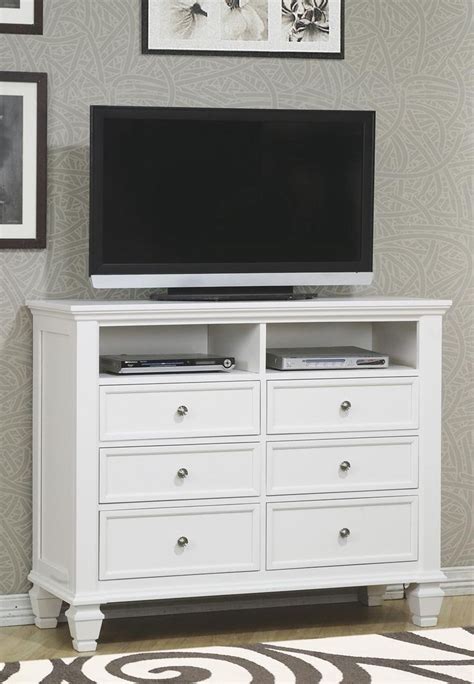 MEDIA CENTER CHEST OF DRAWERS IN WHITE | Cheap bedroom furniture, Bedroom tv stand, Tv stand ...