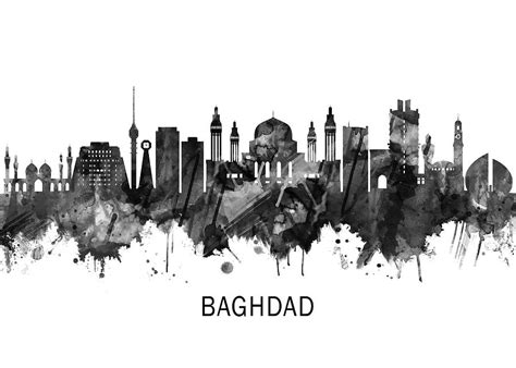 Baghdad Iraq Skyline BW Mixed Media by NextWay Art - Pixels