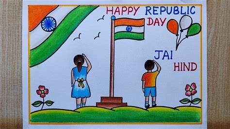 Republic Day Poster Drawing easy,How to draw republic day drawing| Happy Republic day drawing ...