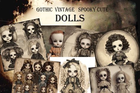 Gothic Vintage Spooky Cute Dolls Graphic by Magiclily · Creative Fabrica