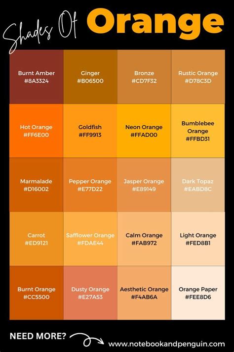 75+ Orange Hex Codes & Orange Color Names (With Swatches) | Hex color ...