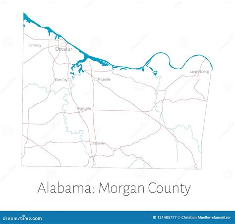 Map of Morgan County in Alabama Stock Vector - Illustration of compass ...