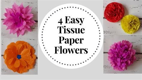 4 Easy to make Tissue Paper Flowers - DIY Tissue Paper Craft Idea ...