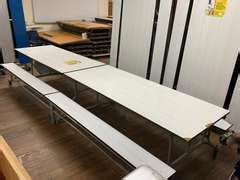 (4) 12' Folding Lunchroom Tables on Wheels - Gavel Roads Online Auctions