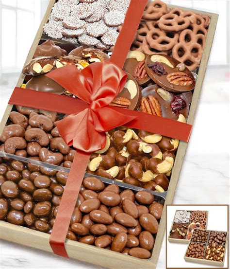 Belgian Chocolate Covered Gift Basket Nut & Snack Trays - Gift Baskets