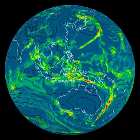 GFS Forecast Model: Precipitation Totals with MSL Pressure Contours - Real-time Dataset ...