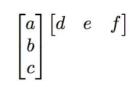 matrices - How to align a row vector and column vector such that the row align to the first ...