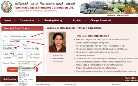 Tamilnadu SETC Bus Tickets Online Booking for Pongal from Chennai ( CMBT ) - www.tnstc.in