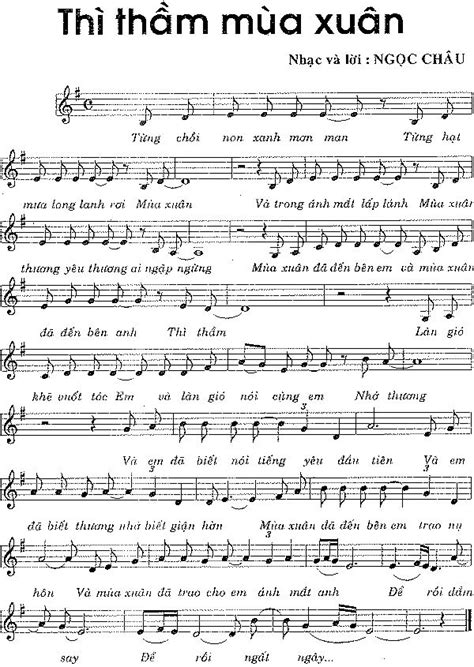 » Thì Thầm Mùa Xuân - Tác giả Ngọc Châu (Sheet bài hát) | Mua, Sheet music