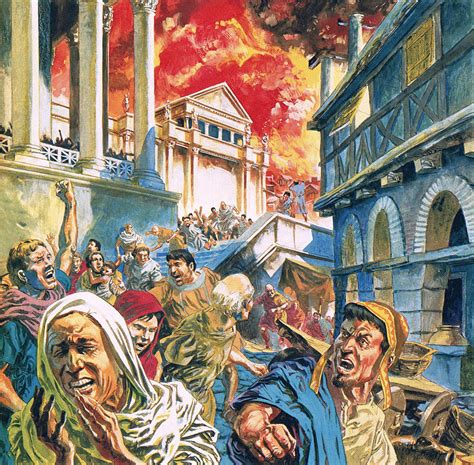 The Great Fire of Rome Painting by English School - Pixels