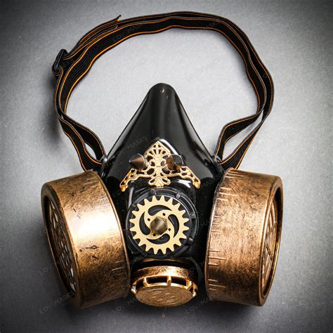 Half Face Steampunk Respirator Gas Mask - Black Gold
