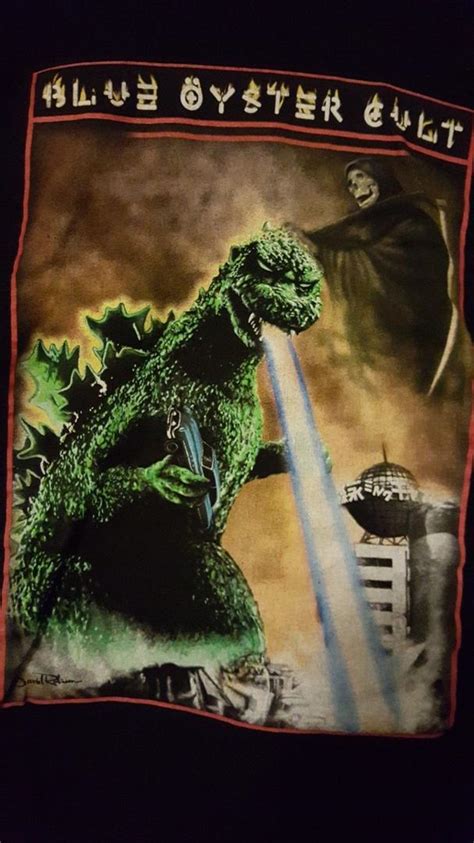 Blue Oyster Cult Godzilla Reaper T Shirt Size XL Flame Logo | #1735355203