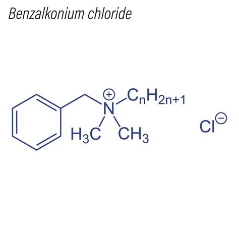 Vector Skeletal formula of Benzalkonium chloride. Antimicrobial 6474661 ...