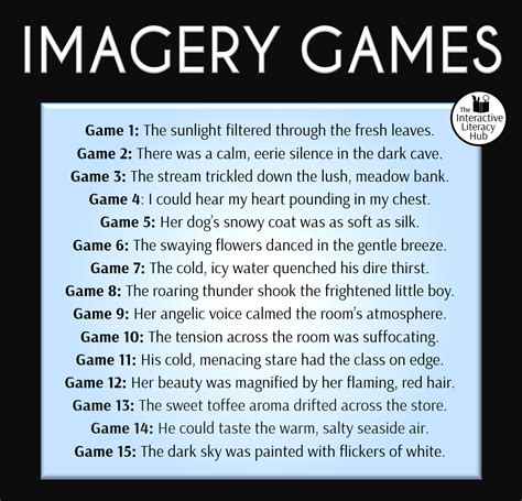 Imagery Games -15 interactive powerpoint games with examples of imagery ...