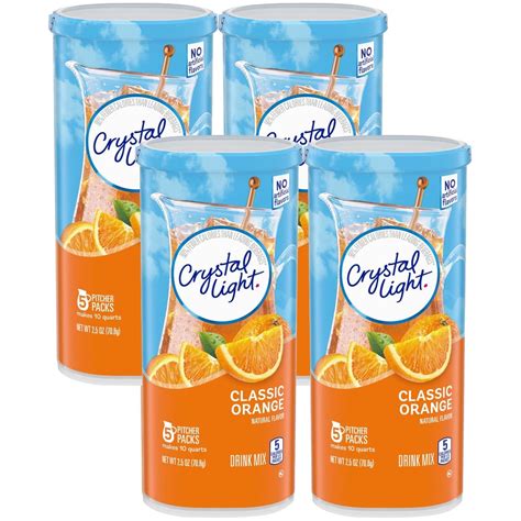 Buy Crystal Light Classic Orange Powdered Drink Mix, Caffeine Free, 2.5 oz Can Pack - 4 Online ...