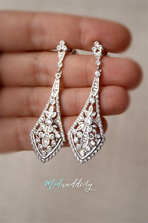 Bridal Chandelier earring, Rhinestone earrings, Wedding Jewelry, Crystal chandelier earrings,Art ...