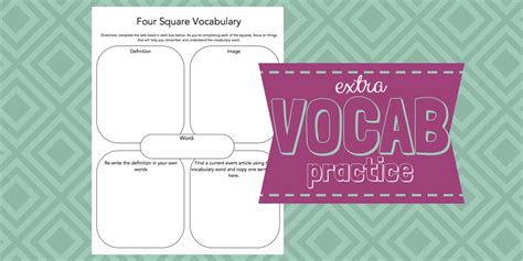 Four Square Vocabulary Graphic Organizer – The LearnEd Teacher