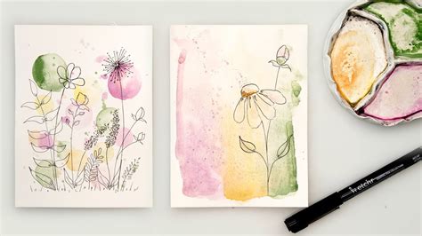 Watercolor cards - easy DIY ink and wash cards for beginners - YouTube