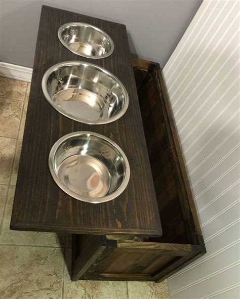 Dog Bowl Stand With Storage Perfect for Two Large Dogs. Rustic - Etsy ...