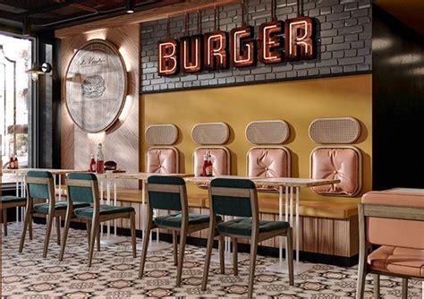 burger restaurant on Behance | Restaurant interior design, Burger ...