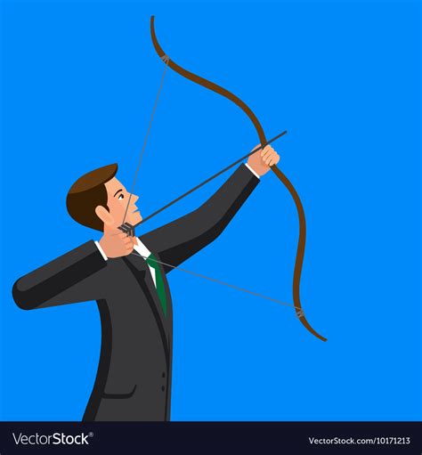 Aiming concept the man is shooting arrow out Vector Image