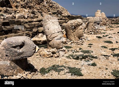 Mount Nemrut, Nemrut Dagi, east terrace, head statues of Gods, Commagene kingdom, Kahta ...