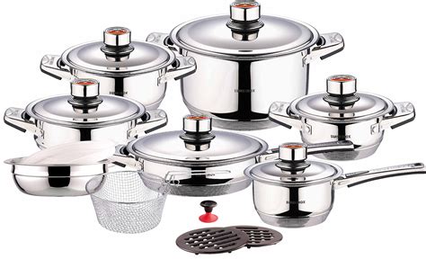 Swiss Inox Si-7000 18-Piece Stainless Steel Cookware Set Includes ...