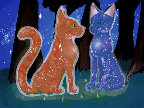 My first Fanart submit: Firestar and Bluestar Reunite | Warrior Cats