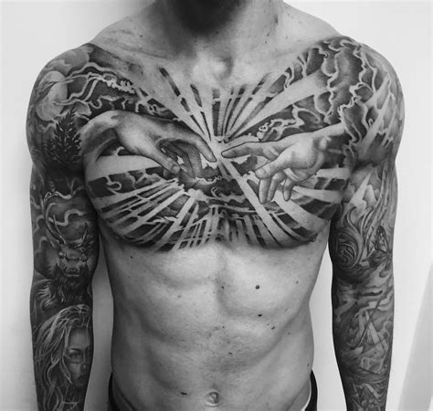 Creation of Adam Chest Tattoo | Manos