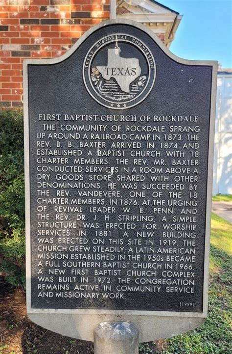 First Baptist Church of Rockdale Historical Marker