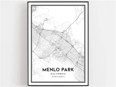 Menlo Park Map Print Menlo Park Map Poster Wall Art Ca City - Etsy